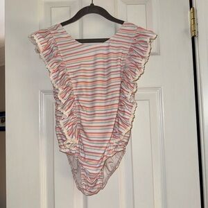 GUC Charming Mary size 8Y Striped Ruffle One Piece Bathing Suit